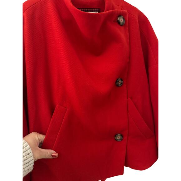 Anthropologie Sascha Asymmetrical Jacket Bright Red Size Medium - Picture 11 of 13